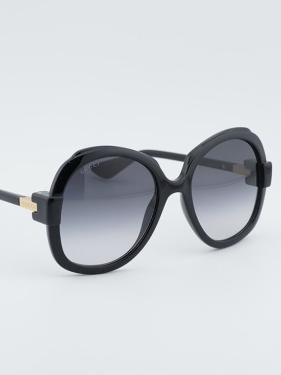 Gucci GG1432S 002 Butterfly Sunglasses Black Square Frame, Grey Lenses main image 8